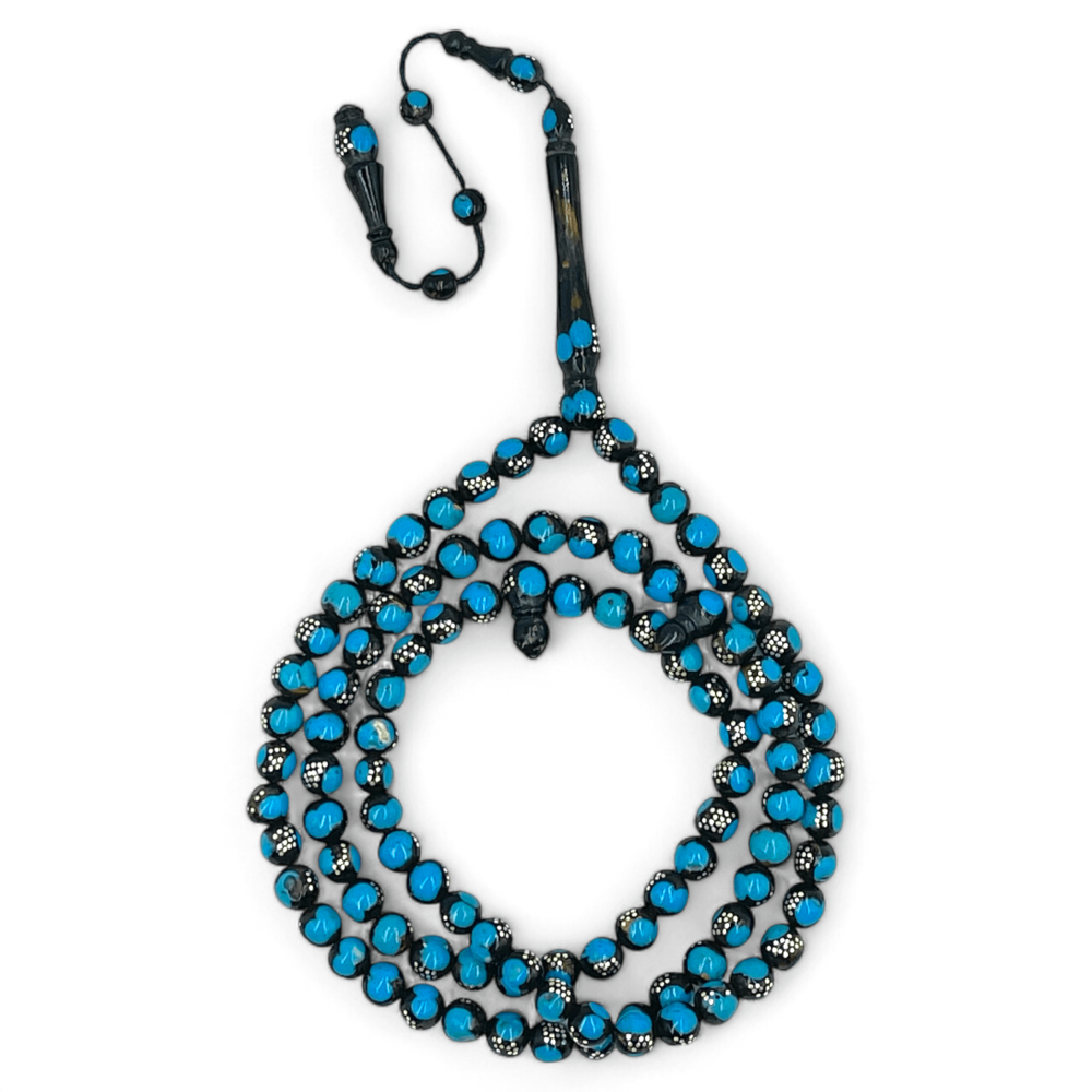 سبحة يسر مطعم بالفضة عيار 925 و الاحجار 6 ملي