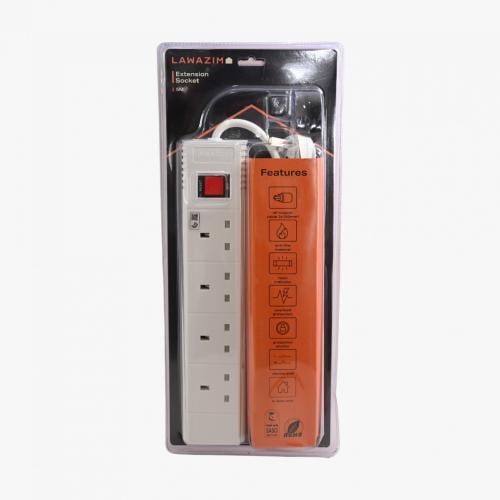 توصيلة كهرباء 220V زر ايقاف 5 متر 4 مخرج لوازم