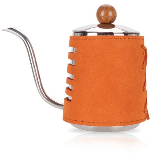 ابريق ترشيح بجلد الشامواه الطبيعي لون اورنج