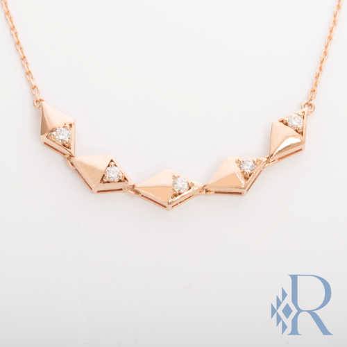 RND:06 Rose Gold necklace with diamonds - سلسال روز قولد مع الماس