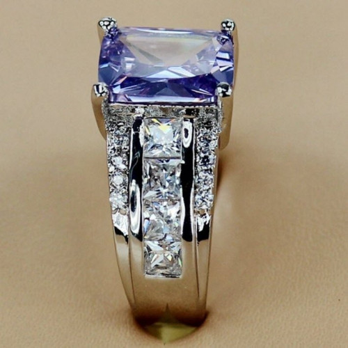 خاتم نسائي مطلي بالفضة ومزين بالزركون مقاس 7.25 أمريكي