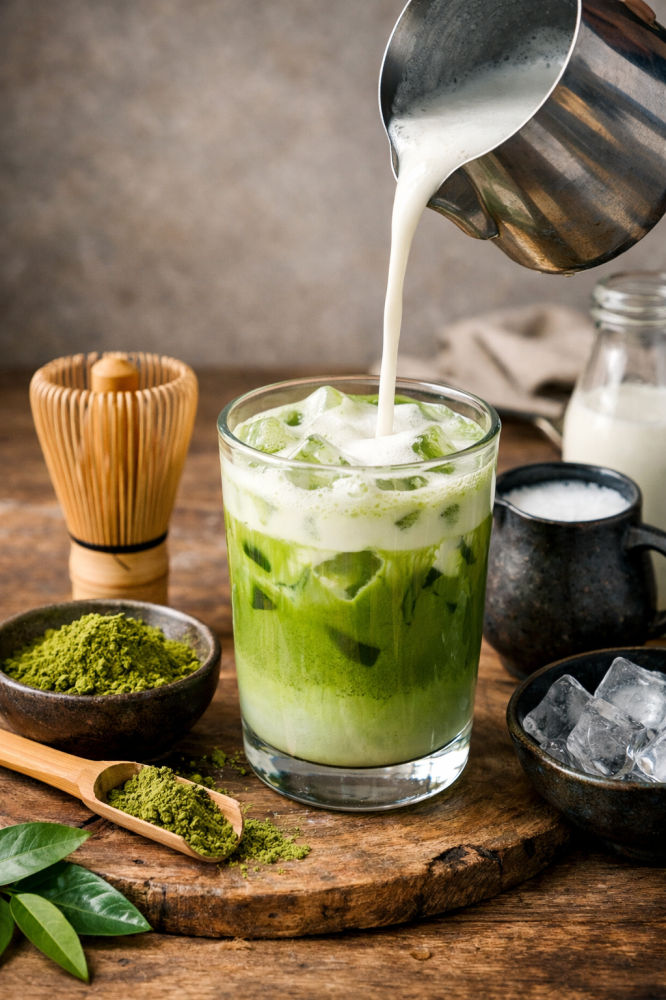 طريقة تحضير ماتشا لاتيه مثل المقاهي