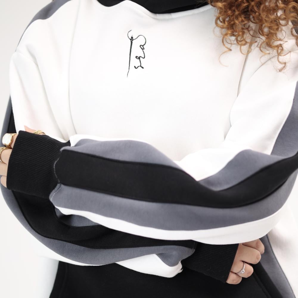 Black With white hoodie oversized - unisex