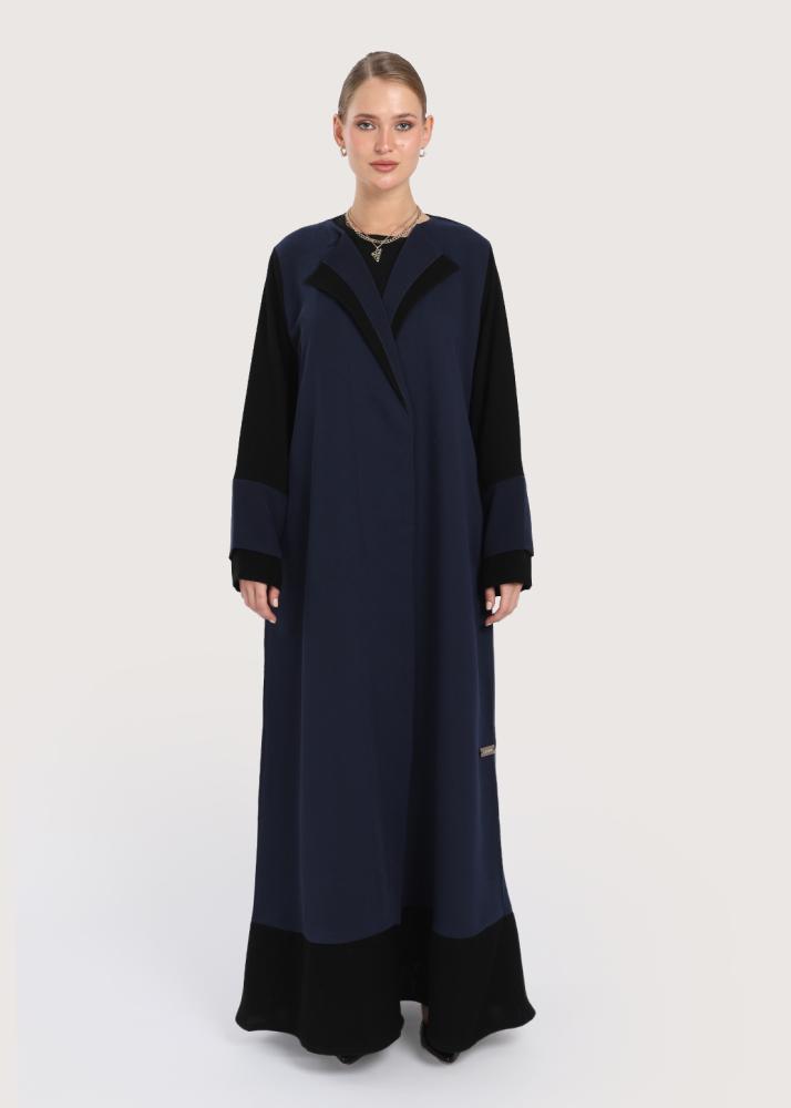 L219 - عباية كريب أسود وكحلي