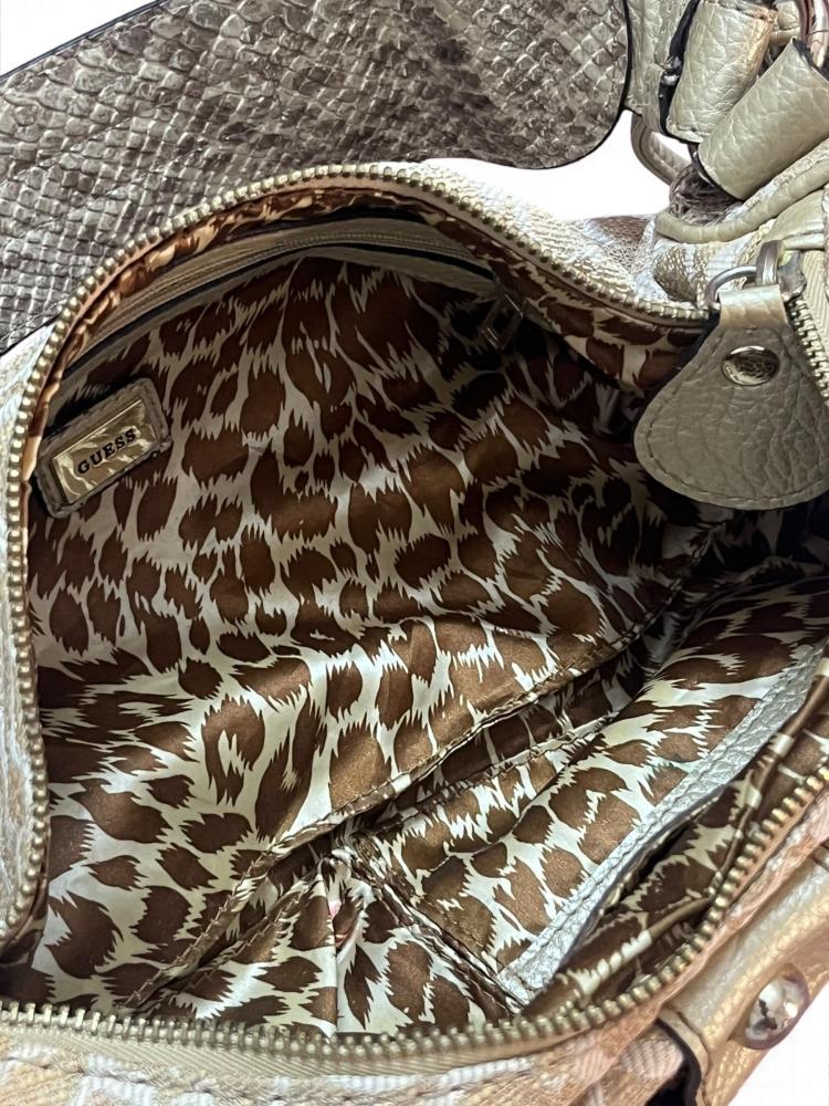Guess Beige Metallic Handbag