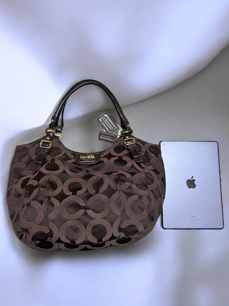 Coach brown Op Art Nylon Abigail Shoulder Bag | Thrift an thrive