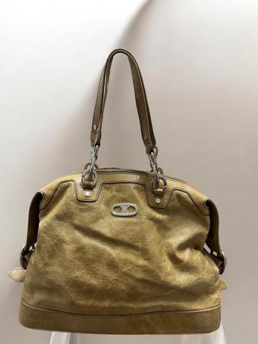 Celine Beige Crinkled Patent Leather Macadam Logo...