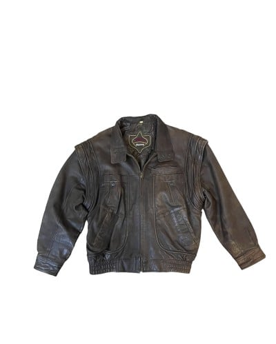 Vintage brown genuine leather jacket by smooth col...