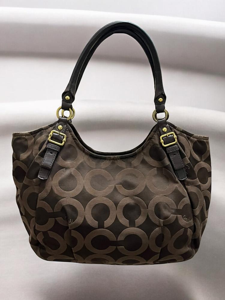 Coach brown Op Art Nylon Abigail Shoulder Bag | Thrift an thrive