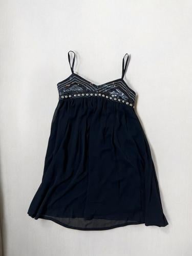 Black chiffon embellished babydoll dress size:m