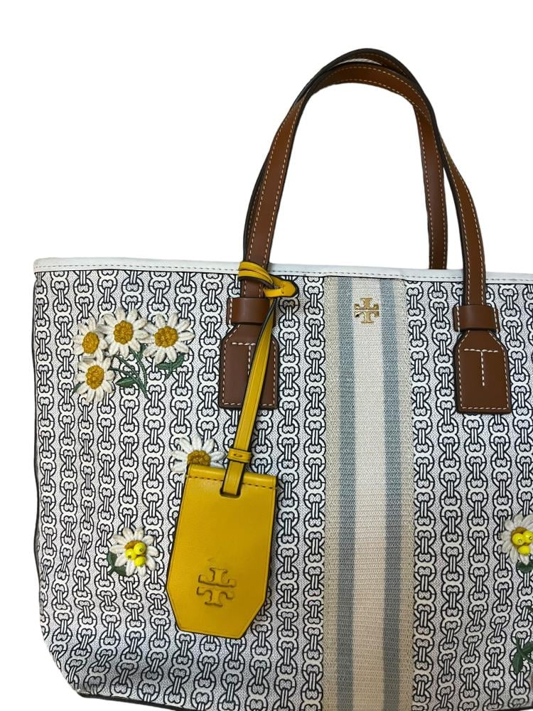 Tory burch gemini link canvas applique tote sale