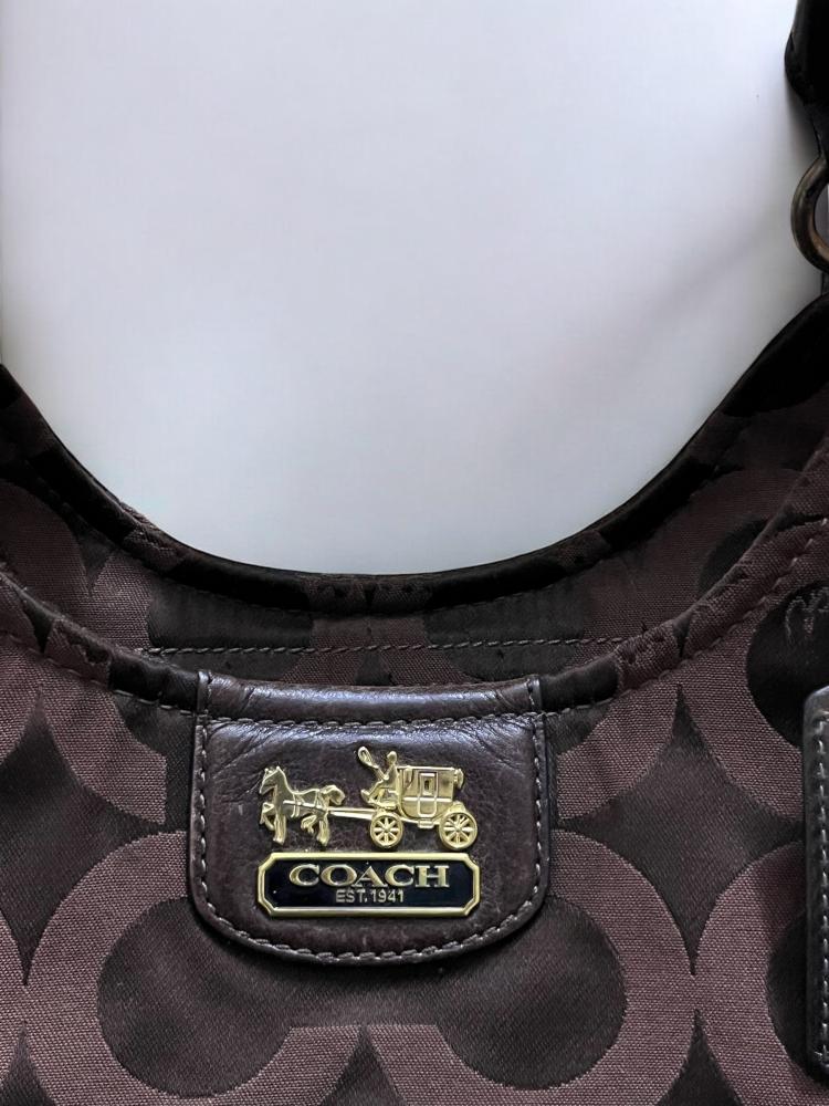 Coach brown Op Art Nylon Abigail Shoulder Bag | Thrift an thrive