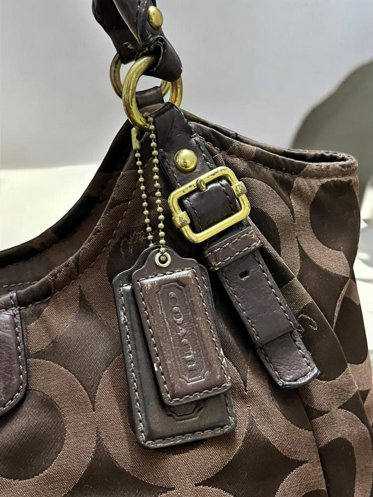 Coach brown Op Art Nylon Abigail Shoulder Bag | Thrift an thrive