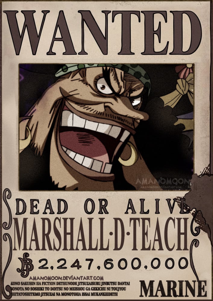 One Piece - Marshall D. Teach wanted Poster A4.