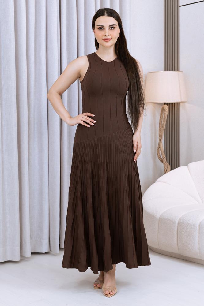 فستان مكسي بني غامق