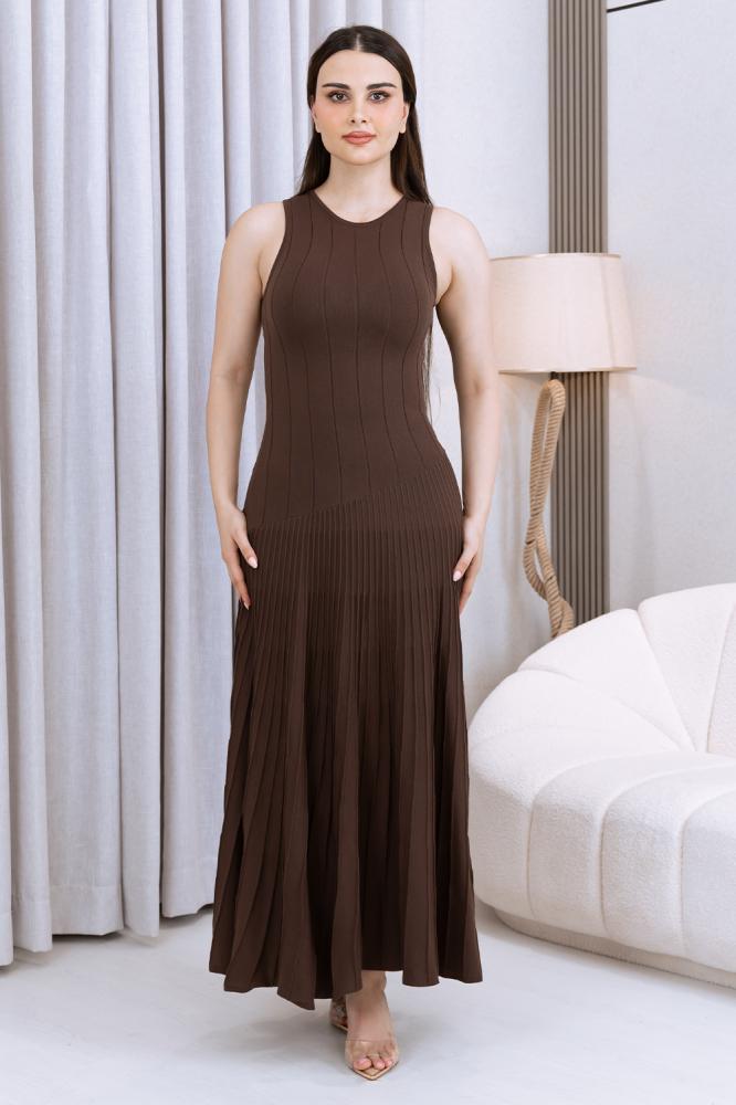 فستان مكسي بني غامق