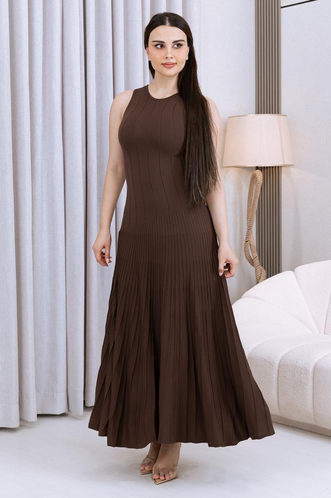 فستان مكسي بني غامق
