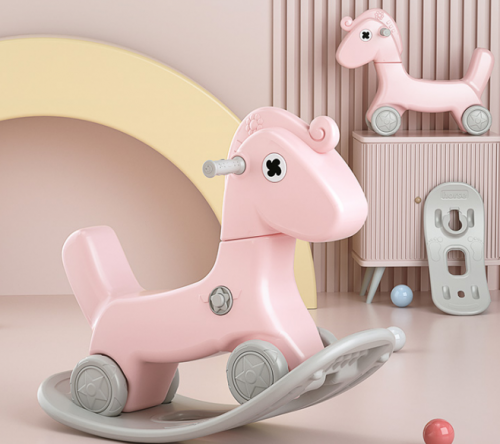 هزاز الحصان 2 في 1 مع أصوات - وردي