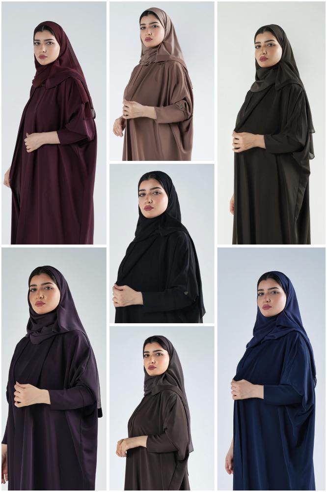 طقم ٣ قطع عباية نسمة - زيتي