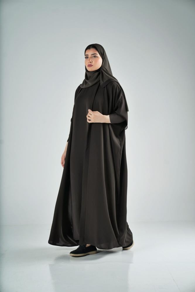 طقم ٣ قطع عباية نسمة - زيتي