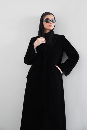 عباية بليزر مخمل شمواه أسود
