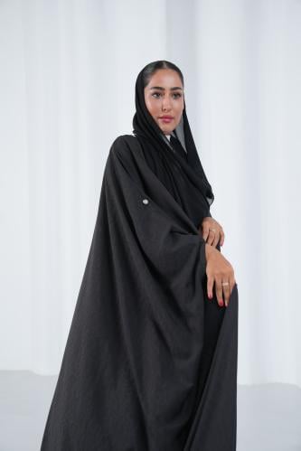 عباية بشت صيفية من خامة كريب مشجر برباط مخفي - أسو...