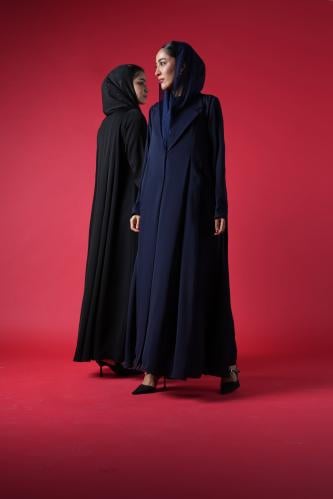Front And Back Pleated Collar Abaya - عباية كريب ب...