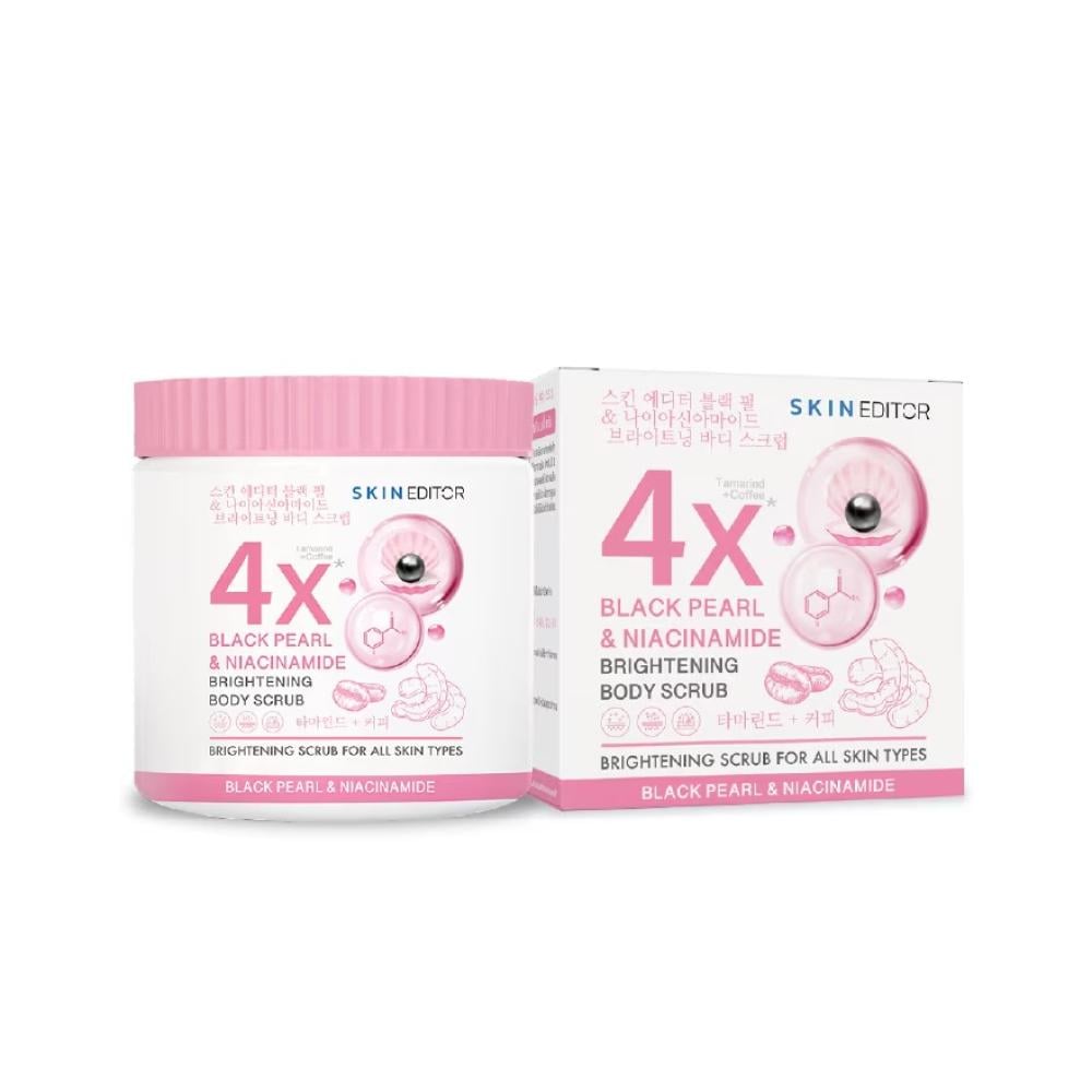 Skin Editor Black Pearl & Niacinamide Brightening Body Scrub 4X Fourmla