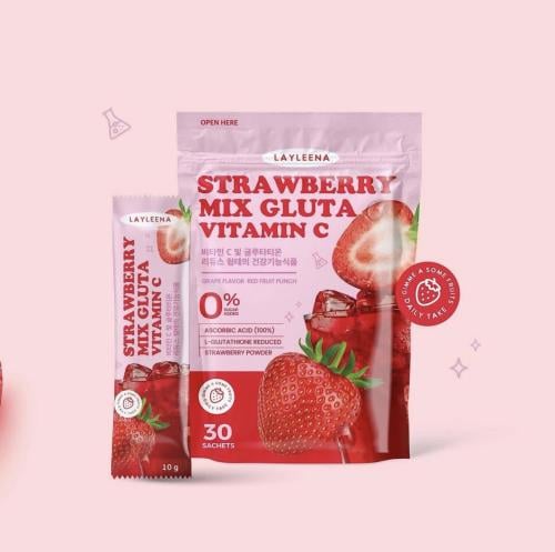 Layleena Soraan Strawberry Mix Gluta Vitamin C Skin Lightening Collagen