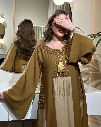 جلابية عشبي مع بيج شك