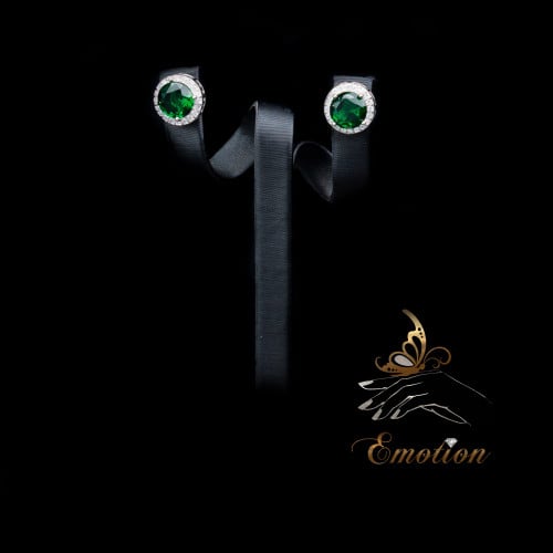 حلق زركون اخضر دائرى - حلق زركون