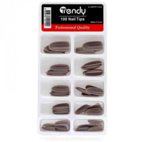 تريندي - مجموعة اظافر اصطناعية 100 حبه 15LG لون رمادي