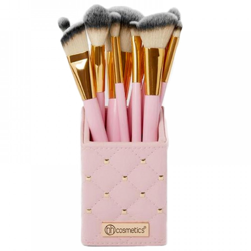 بي اتش كوزماتيكس -  طقم فرش مع حامل من 12 قطعة Pink Studded Elegance