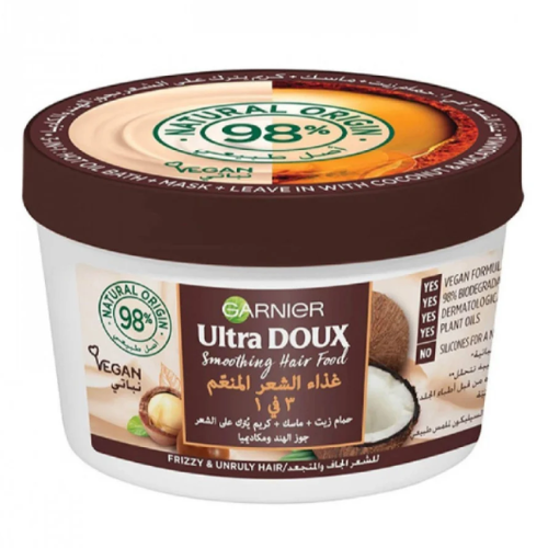 غارنييه - غذاء الشعر  المرطب 3 في 1 بجوز الهند والمكاديما 390 مل