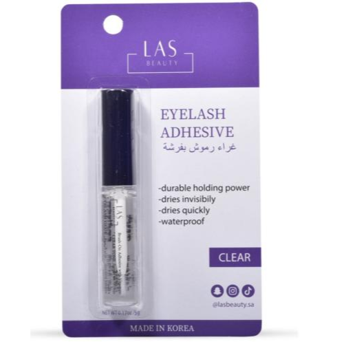 غراء رموش بفرشة من لاس بيوتي CLEAR
