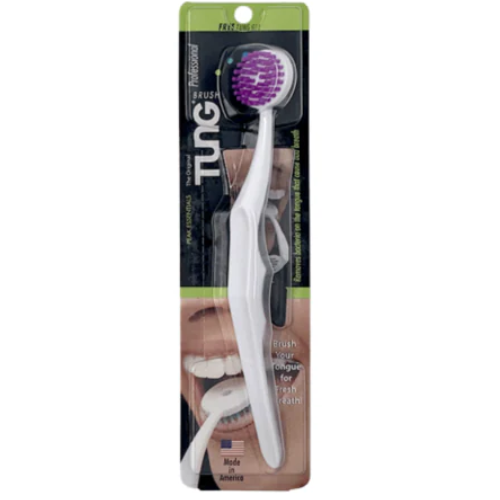 تنج - فرشاة لتنظيف اللسان بلون أبيض مع بنفسجي