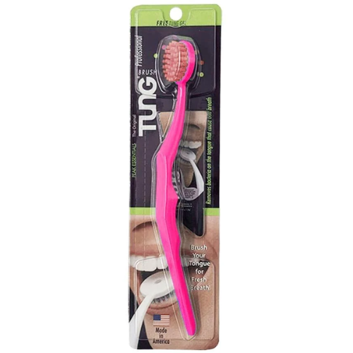 تنج - فرشاة لتنظيف اللسان بلون زهري