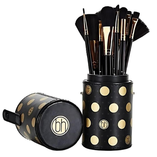 بي اتش كوزماتيكس طقم فُرَش مستحضرات تجميل مكون من 11 قطعة اسود/ذهبي