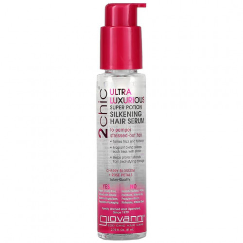 جيوفاني - مصل تنعيم الشعر الفائق الفاخر، بزهور الكرز وبتلات الورد 81 مل