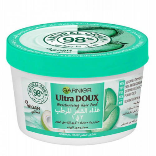 غارنييه - غذاء الشعر  المرطب 3 في 1 بالصبار وجوز الهند  390 مل