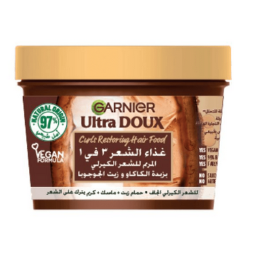 غارنييه - غذاء الشعر  المرطب 3 في 1 بزبدة الكاكاو وزيت الجوجوبا 390 مل