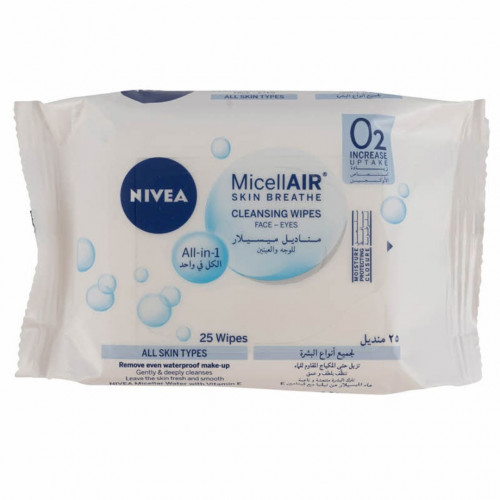 مناديل ميسيلار للوجة والعينين للجميع أنواع البشرة من نيفيا  25 منديل