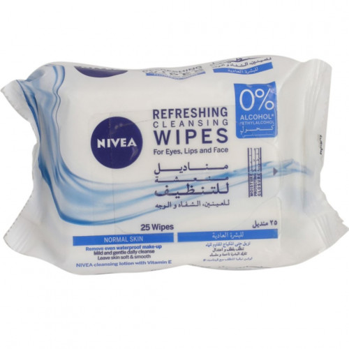 مناديل ميسيلار للوجة والعينين والشفاه للجميع للبشرة العادية  من نيفيا  25 منديل