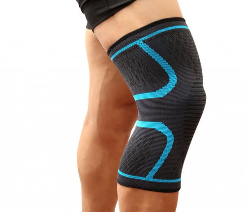 رباط ضاغط وداعم للركبة للرياضيين باللون الأزرق
