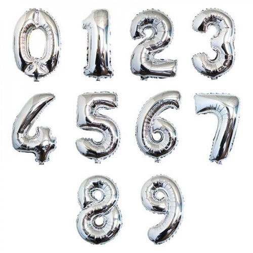 بالون ارقام فضي مقاس 32