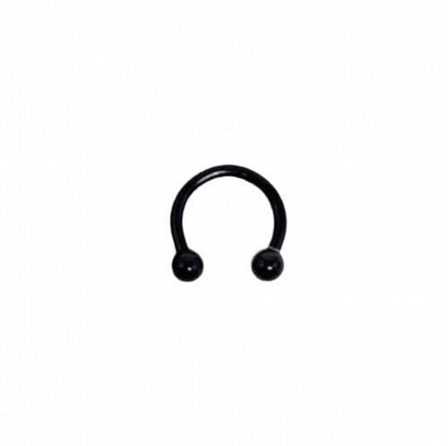 16g Titanium Over 316L Surgical Steel  Black Horseshoe (Ball)