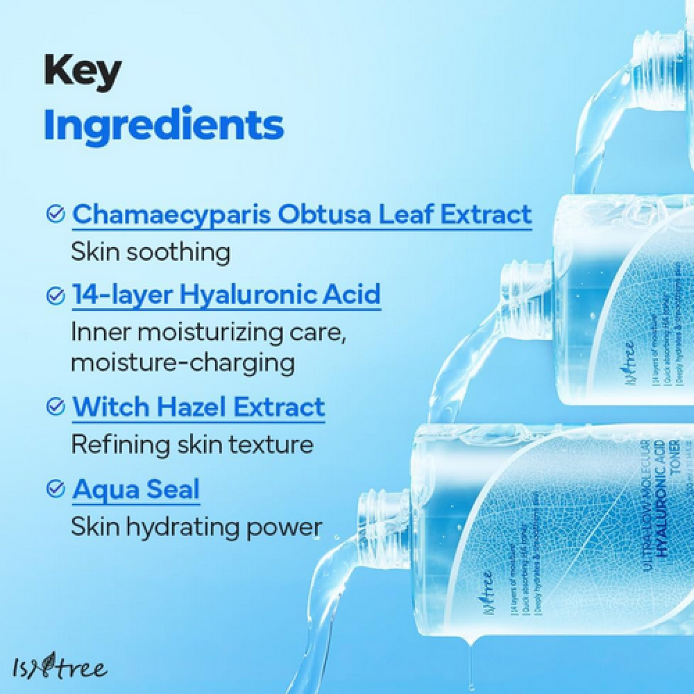 تونر بحمض الهيالورونيك منخفض الوزن الجزيئي من ازنتري - 300 مل