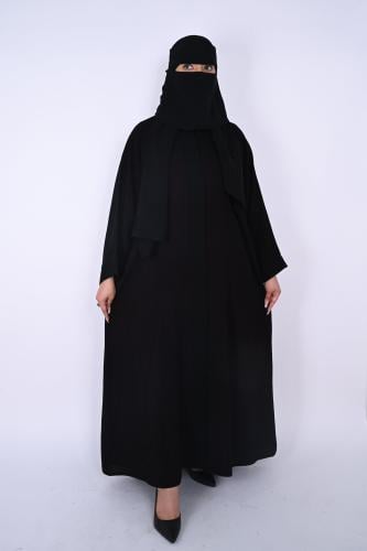 عباية قماش كريب جاكار مقلم بلون عودي