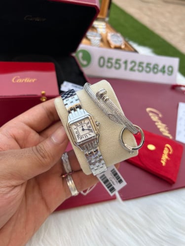 ساعة كارتير نسائي معا اسواره مجانيهCartier