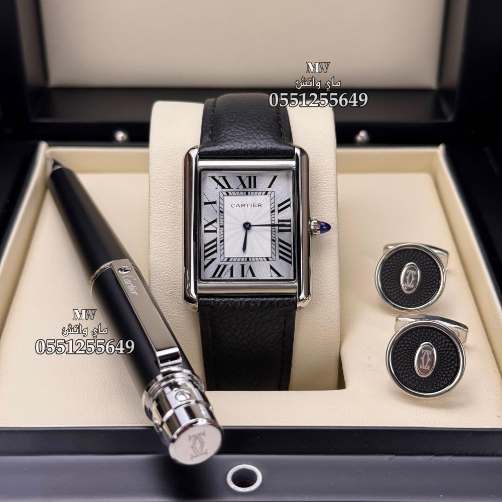 طقم كارتير الفاخر : ساعة وقلم وكبك Cartier
